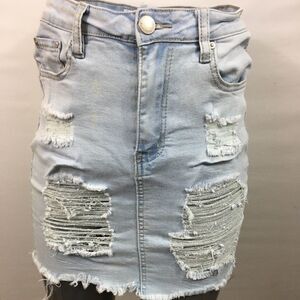 American Bazi  Blue Jean Denim Skirt Sz M EUC